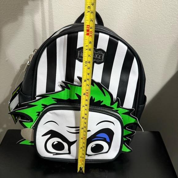 Beetlejuice Striped Mini Backpack with Iconic Green Hair Design - Picture 4 of 8